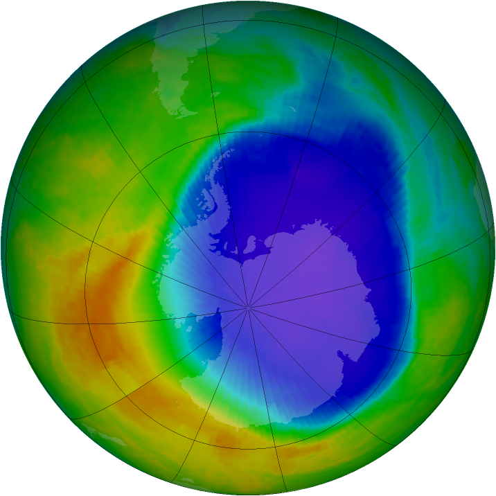 Antarctic ozone map for 27 October 2001